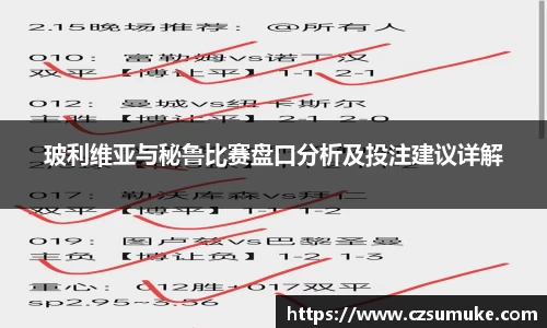 玻利维亚与秘鲁比赛盘口分析及投注建议详解